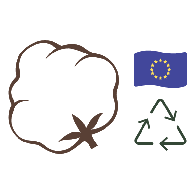 Pictogramme représentant une alèse composée de 50% de coton recyclé et de 50% de coton neuf tracé européen