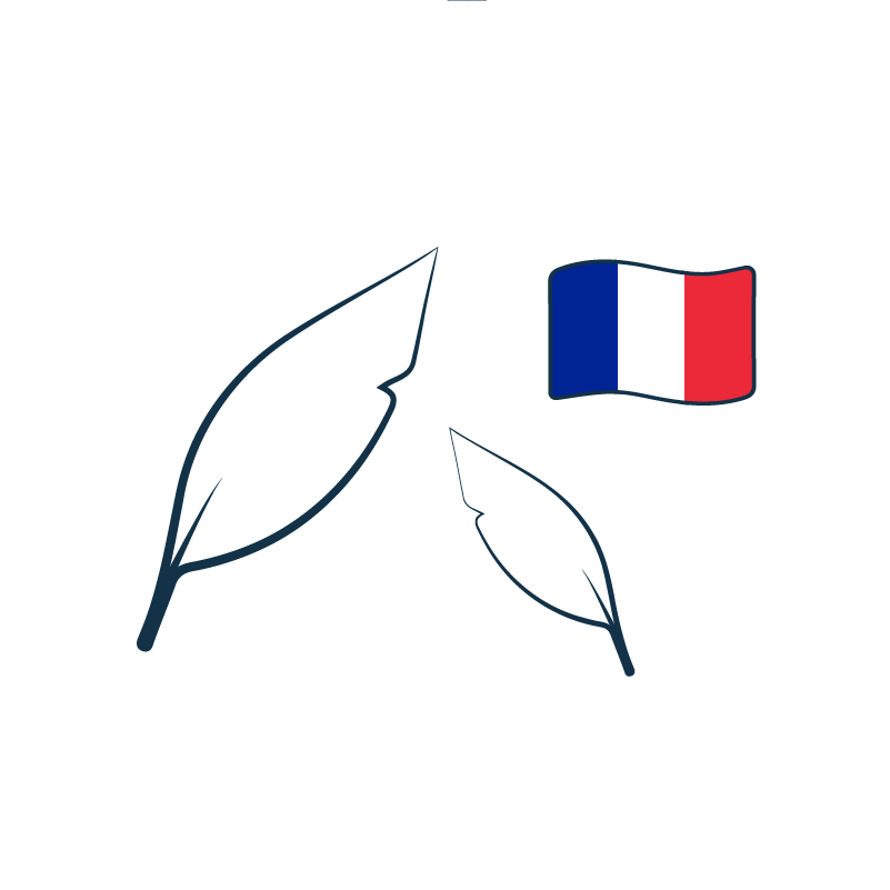 Pictogramme représentant des plumes avec un drapeau de la France