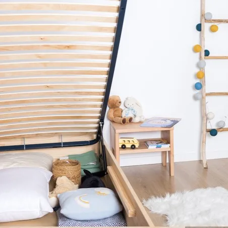 Lit coffre enfant en bois brut
