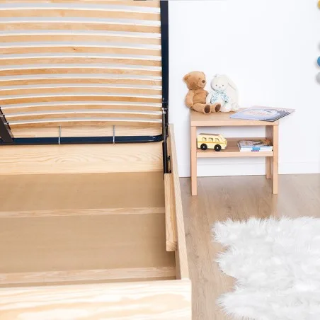 Lit coffre enfant en bois brut