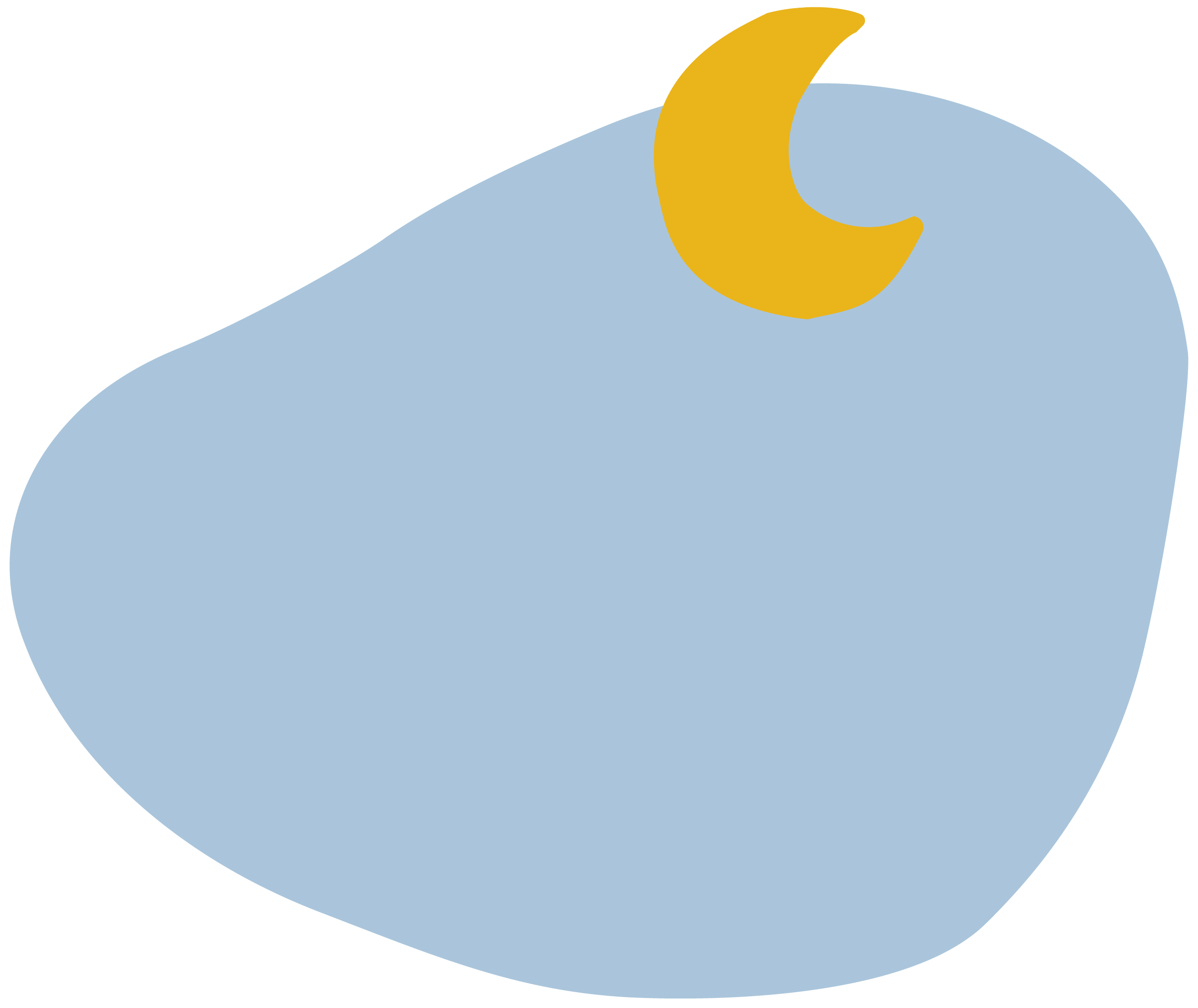 Forme représentant un croissant de lune jaune sur un nuage gris bleuté