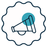 Pictogramme représentant un mégaphone, illustrant une annonce