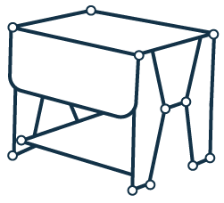 Pictogramme représentant un table de chevet en trait fin