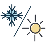 Pictogramme représentant la fraîcheur ressentie l'été et la chaleur l'hiver