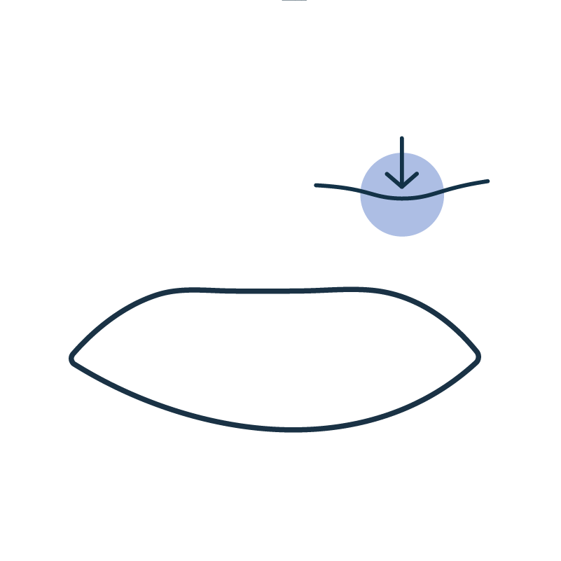 Pictogramme représentant un oreiller avec une flèche indiquant la fermeté de l'oreillé