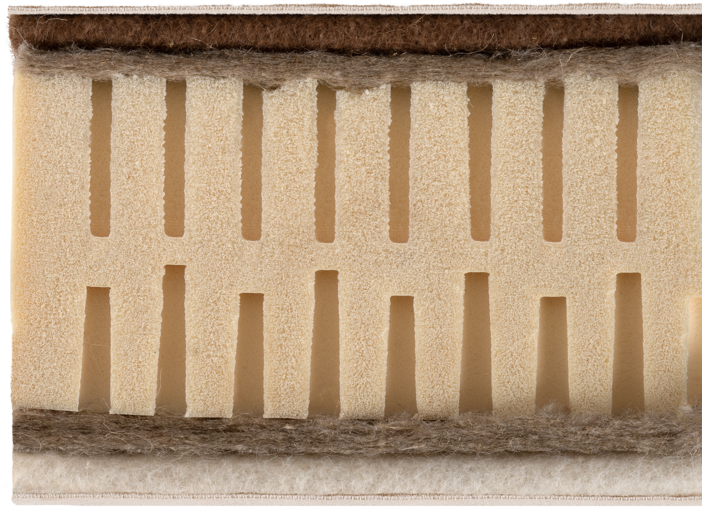 Coupe du matelas enfant prestige présentant les différentes matières le composant