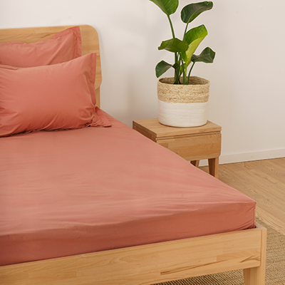 Drap housse en coton bio, coloris Terracotta