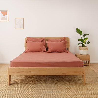 Drap housse en coton bio, coloris terracotta