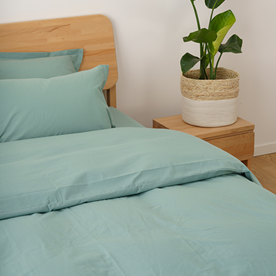 Housse de couette en coton bio, coloris vert d'eau