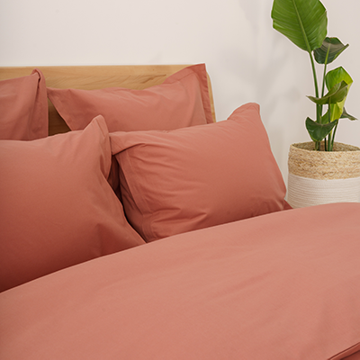 Taies d'oreillers en coton bio, coloris Terracotta