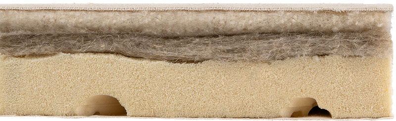 Coupe du sur-matelas moelleux garnissage laine