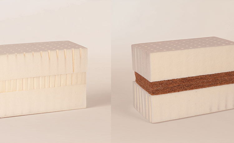 Détail de la composition en latex naturel d'un matelas Cosme.