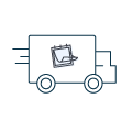Pictogramme d'un camion avec uen calendrier représentant la livraison différée